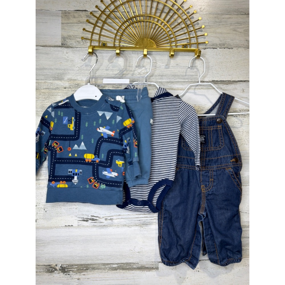 Carter's‎ OshKosh Bundle Boys 3M Blue Construction Denim Organic Workwear